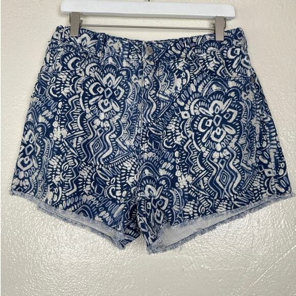 ANTHROPOLOGIE Pilcro The Striped Scrunchie Shorts Blue Motif M - Picture 4 of 7